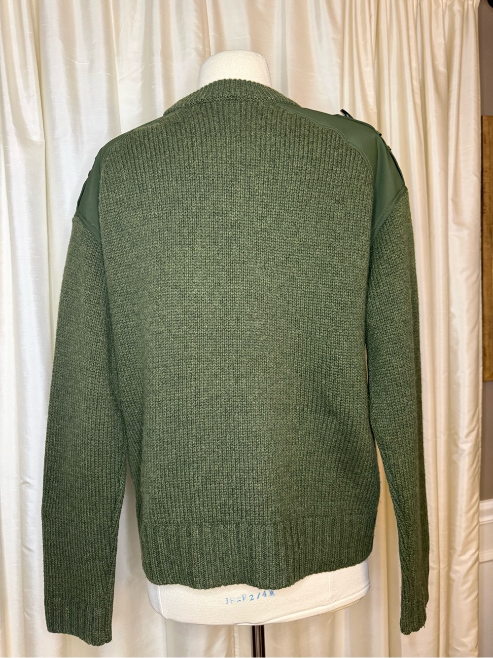 Sézane La Maille Olive Green Merino Wool Military Shoulder Sweater Size S - Picture 7 of 12